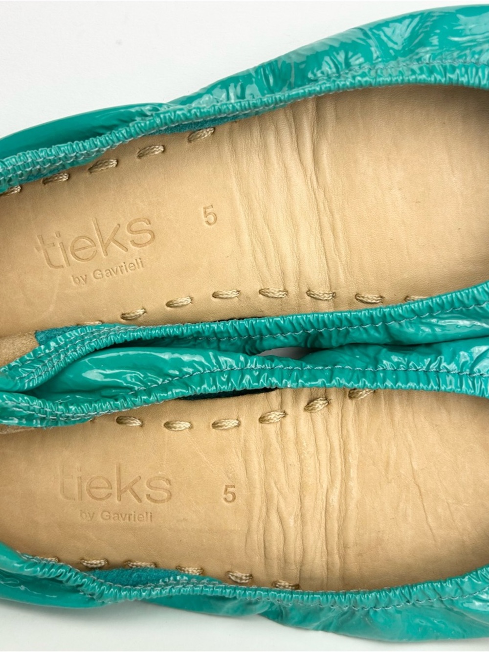 Tieks Turquoise Patent Leather Ballet Flats Size 5 - Picture 9 of 11
